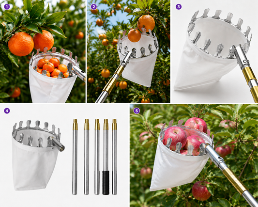 Fruit Picker Tool with Collection Bag – Extendable Pole for Easy Fruit Harvesting