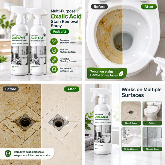 Multi-Purpose Oxalic Acid Stain Removal Spray – Powerful Bathroom & Tile Cleaner (Pack of 2)