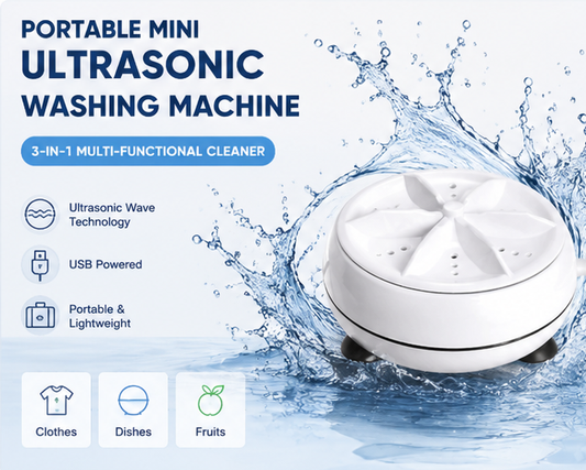 Portable Washing Machine, Mini Ultrasonic Washing Machine 3 in 1 Dishwashers Ultrasonic Waves Suitable for Home