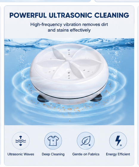 Portable Washing Machine, Mini Ultrasonic Washing Machine 3 in 1 Dishwashers Ultrasonic Waves Suitable for Home